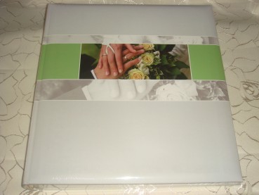 Gästebuch Hochzeit Eheringe, Hände, Brautstrauß GB0005 Fotoalbum grau