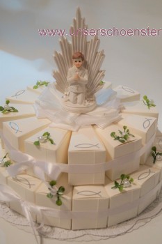 2 stöckige schöne Gastgeschenke Torte Kommunion Junge GG0009