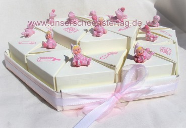 rosa Gastgeschenke Torte zur Geburt Taufe Mädchen GG0027