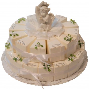 2 stöckige schöne Gastgeschenke Torte Engel Taufe Geburt Kommunion GG0043