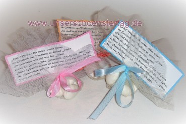 Preview: Gastgeschenke Zuckermandeln Taufe GG0063 hellblau
