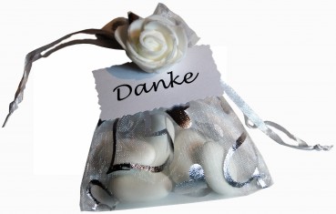 10 Gastgeschenke Mandeln Organza Hochzeit Taufe Kommunion Konfirmation GG0096 silber