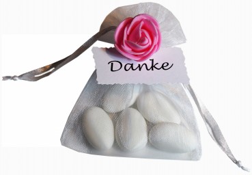 10 Gastgeschenke Mandeln Organza Hochzeit Taufe Kommunion Konfirmation GG0096 rosa
