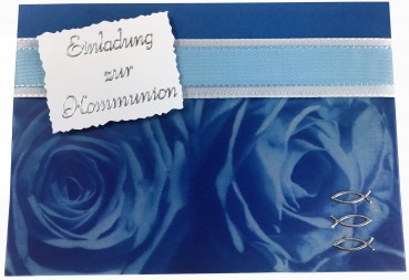 Einladungen Einladungskarten Kommunion im 10er Set KK002 blau