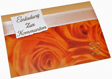Einladungen Einladungskarten Kommunion im 10er Set KK002 orange
