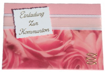 Einladungen Einladungskarten Kommunion im 10er Set KK002 rosa