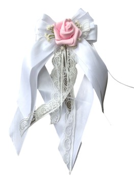 Kirchenschmuck Kirchbankschleife Stuhlschleife Hochzeit KS0024 weiss - rosa / Vintage - BOHO