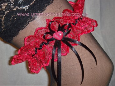 Strumpfband Hochzeit Fasching rot schwarz SB001
