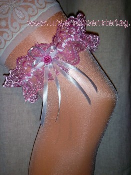 Strumpfband Hochzeit Fasching rosa weiß SB021
