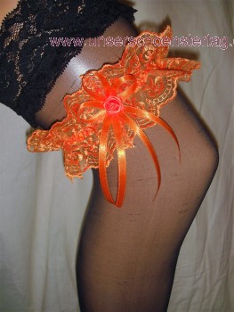 Preview: Strumpfband Hochzeit Fasching orange SB023