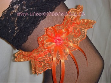 Strumpfband Hochzeit Fasching orange SB023