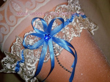 Strumpfband Hochzeit Fasching vanille hellblau SB027