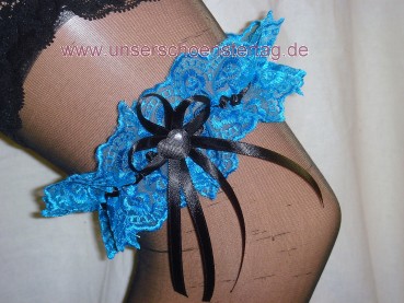 Strumpfband Hochzeit Fasching petrol schwarz SB045