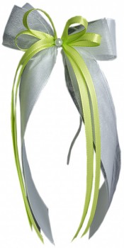 Antennenschleifen " Xenia " zur Hochzeit SCH0011 im 10er Set - weiß, hellgrün