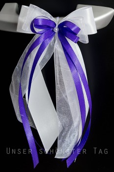 Antennenschleifen " Xenia " zur Hochzeit SCH0012 im 10er Set - weiß, lila