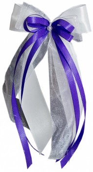Antennenschleifen " Xenia " zur Hochzeit SCH0012 im 10er Set - weiß, lila