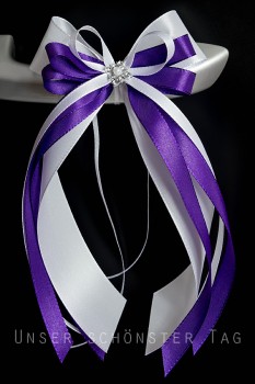 Antennenschleifen " Anna " zur Hochzeit SCH0019 im 10er Set - weiß, lila