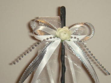 Antennenschleifen " Zoe " zur Hochzeit SCH0023 im 10er Set - weiß, silber