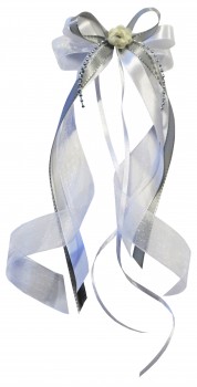 Antennenschleifen " Zoe " zur Hochzeit SCH0023 im 10er Set - weiß, silber