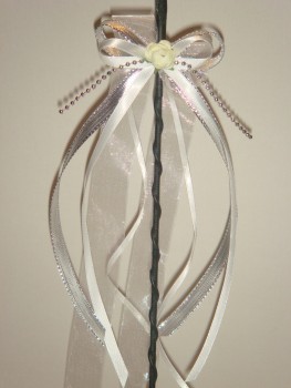 Antennenschleifen " Zoe " zur Hochzeit SCH0023 im 10er Set - weiß, silber