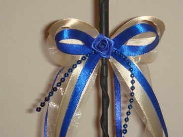 Antennenschleifen " Zoe " zur Hochzeit SCH0024 im 10er Set - creme, blau