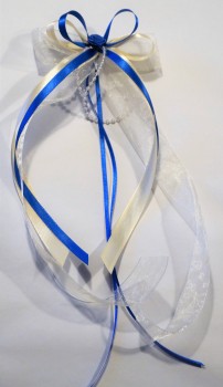 Antennenschleifen " Zoe " zur Hochzeit SCH0024 im 10er Set - creme, blau