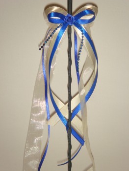 Antennenschleifen " Zoe " zur Hochzeit SCH0024 im 10er Set - creme, blau
