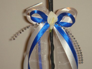 Antennenschleifen " Zoe " zur Hochzeit SCH0026 im 10er Set - weiß, blau
