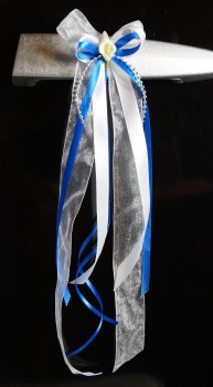 Antennenschleifen " Zoe " zur Hochzeit SCH0026 im 10er Set - weiß, blau
