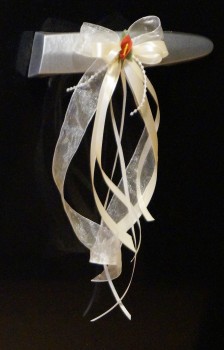 Antennenschleifen " Zoe " zur Hochzeit SCH0027 im 10er Set - creme, bordeaux