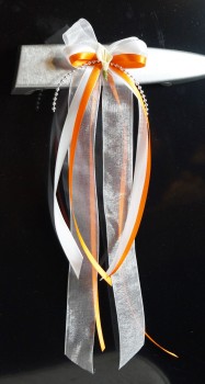 Antennenschleifen " Zoe " zur Hochzeit SCH0028 im 10er Set - weiß, orange