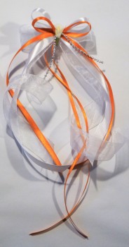 Antennenschleifen " Zoe " zur Hochzeit SCH0028 im 10er Set - weiß, orange