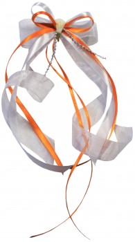 Antennenschleifen " Zoe " zur Hochzeit SCH0028 im 10er Set - weiß, orange