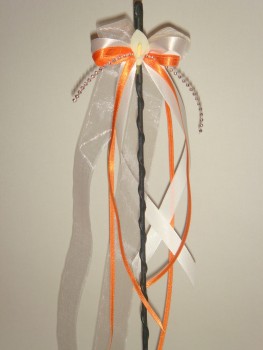 Antennenschleifen " Zoe " zur Hochzeit SCH0028 im 10er Set - weiß, orange