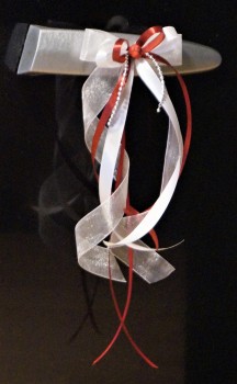 Antennenschleifen " Zoe " zur Hochzeit SCH0030 im 10er Set - weiß, bordeaux