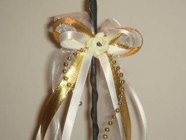 Antennenschleifen " Zoe " zur Hochzeit SCH0031 im 10er Set - weiss, gold