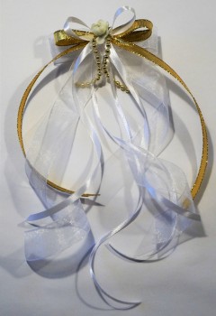 Antennenschleifen " Zoe " zur Hochzeit SCH0031 im 10er Set - weiss, gold