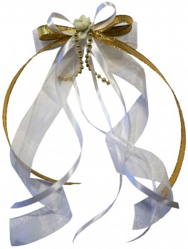 Antennenschleifen " Zoe " zur Hochzeit SCH0031 im 10er Set - weiss, gold