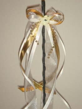 Antennenschleifen " Zoe " zur Hochzeit SCH0031 im 10er Set - weiss, gold