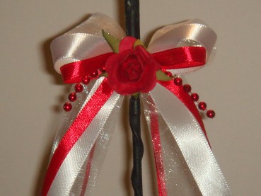 Antennenschleifen " Zoe " zur Hochzeit SCH0032 im 10er Set - weiss, rot