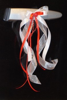 Antennenschleifen " Zoe " zur Hochzeit SCH0032 im 10er Set - weiss, rot