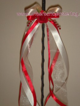 Antennenschleifen " Zoe " zur Hochzeit SCH0032 im 10er Set - weiss, rot
