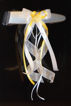 Antennenschleifen " Zoe " zur Hochzeit SCH0033 im 10er Set - weiß, gelb