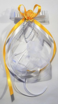 Antennenschleifen " Zoe " zur Hochzeit SCH0033 im 10er Set - weiß, gelb