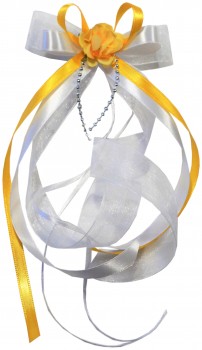 Antennenschleifen " Zoe " zur Hochzeit SCH0033 im 10er Set - weiß, gelb