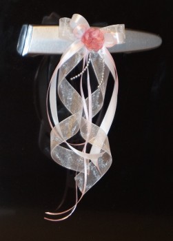 Antennenschleifen " Zoe " zur Hochzeit SCH0034 im 10er Set - weiss pink