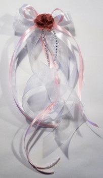 Antennenschleifen " Zoe " zur Hochzeit SCH0034 im 10er Set - weiss pink