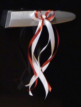 Antennenschleifen " Lena " zur Hochzeit SCH0037 im 25er Set - weiss, bordeaux