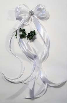 Antennenschleifen zur Hochzeit " Vivien " SCH0040 im 10er Set - weiss, silber