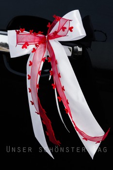 Antennenschleifen " Aurelia " zur Hochzeit im 10er Set SCH0059 - weiß, rot